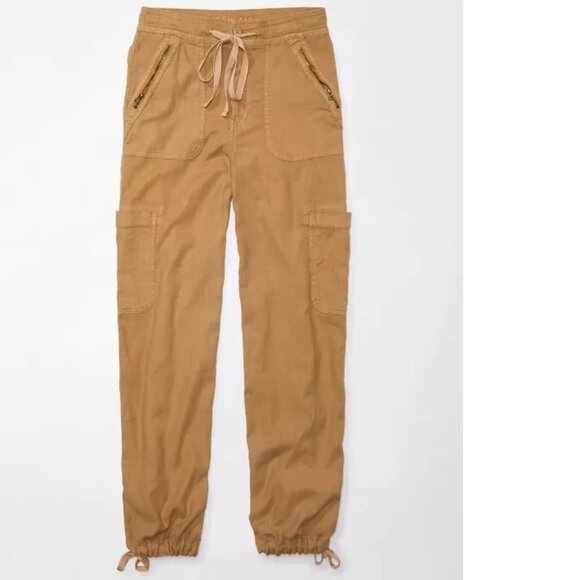 AE Dreamy Drape Linen-Blend Baggy Wide-Leg Cargo Pant NWT Sz 6L - Picture 5 of 9